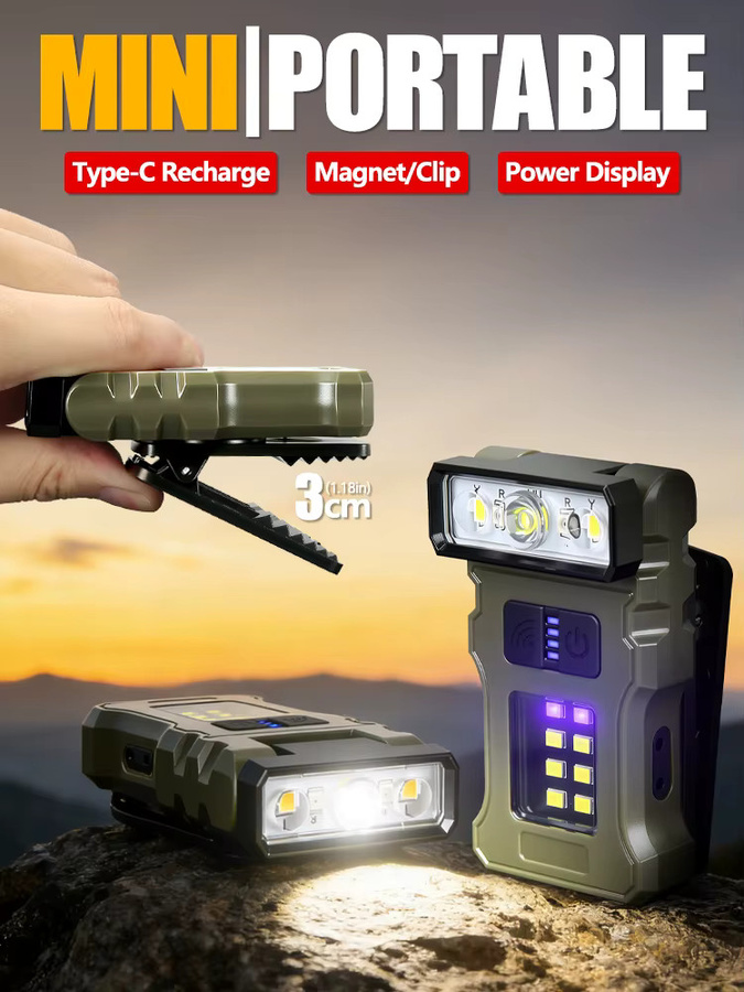 NEWBIRTH LED Taschenlampe mit COB-Notlicht, USB wiederaufladbare Mini-Taschenlampe mit Magnet und Clip für Camping und Sport - Bild 7