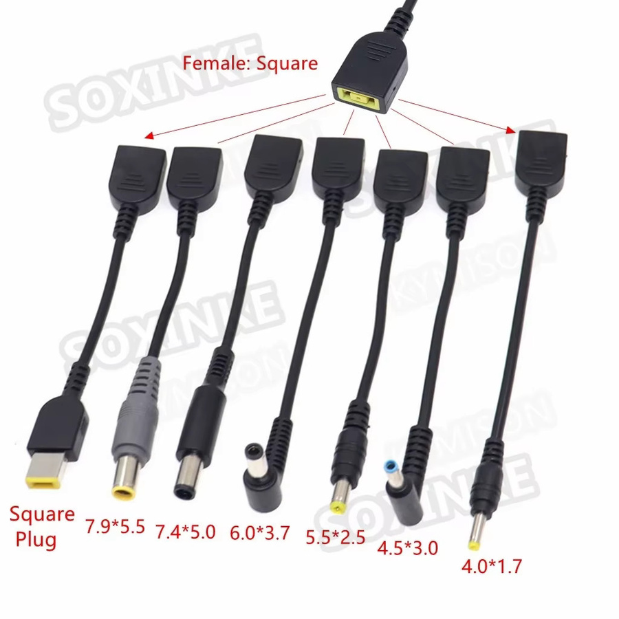Lenovo Stromkonverter-Adapterkabel Schwarz mit DC-Stecker und Klinkenstecker für Laptop 15 cm - Bild 2