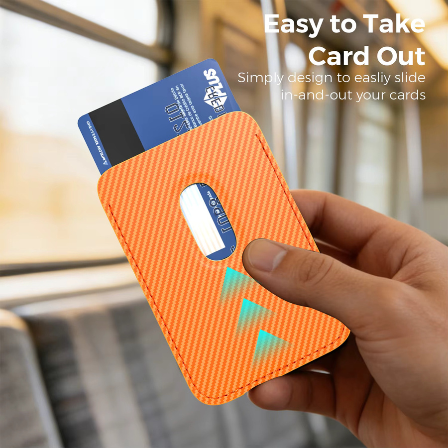 RPKKS MagSafe Kartenhalter Brieftasche mit Kohlefaser-Textur für iPhone 17 16 15 14 Pro Max, Magnetische Kreditkartentasche in Schwarz und Orange - Bild 3
