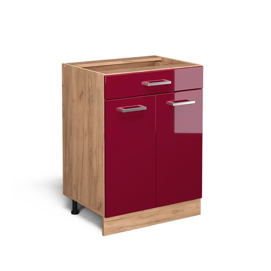 Vicco Küchenunterschrank R-Line Bordeaux Hochglanz in Goldkraft Eiche mit Schublade Breite: 60 cm - Bild 3