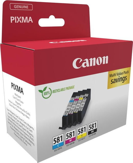 Canon Original Tintenpatronen CLI-581 Multipack Schwarz, Cyan, Magenta, Gelb (2103C007) - Bild 2
