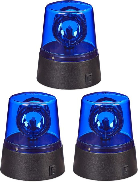 Relaxdays Blaulicht 3er Set aus Kunststoff in Blau, B/T/H: 11,5 x 9,5 cm - Bild 1