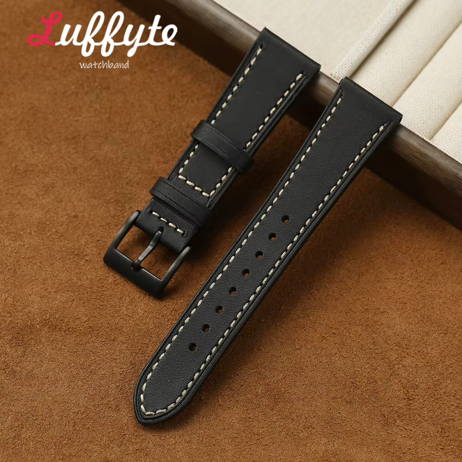 Luffyte Uhrenarmband Leder, Schwarz, Herren - Bild 2
