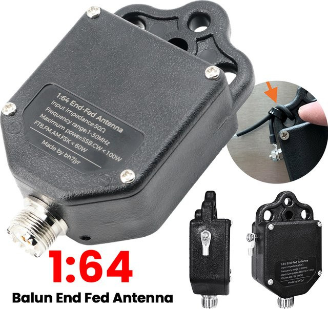 Alloet HF End Fed Antenne 1 MHz bis 30 MHz, tragbare 4-Band 8-Band Antenne für den Außenbereich, Schwarz - Bild 1