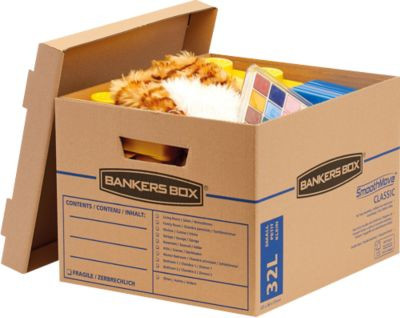 SmoothMove Umzugsbox aus 2-lagiger Wellenpappe mit abnehmbarem Deckel und Beschriftungsfeld, Braun, 10 Stück, H: 26,0 cm, B: 32,5 cm, T: 37,5 cm - Bild 1