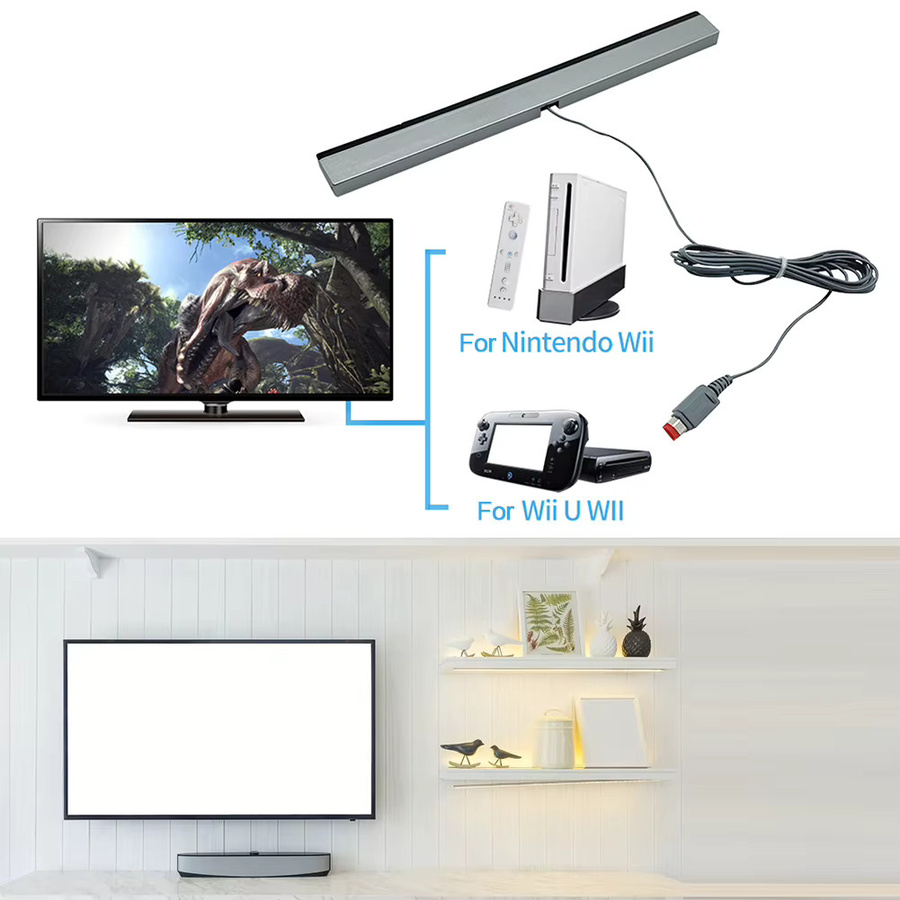 Nintendo Bewegungssensorleiste für Wii und Wii U, kabelgebundener IR-Signalstrahlleiste Ersatz, Schwarz - Bild 3