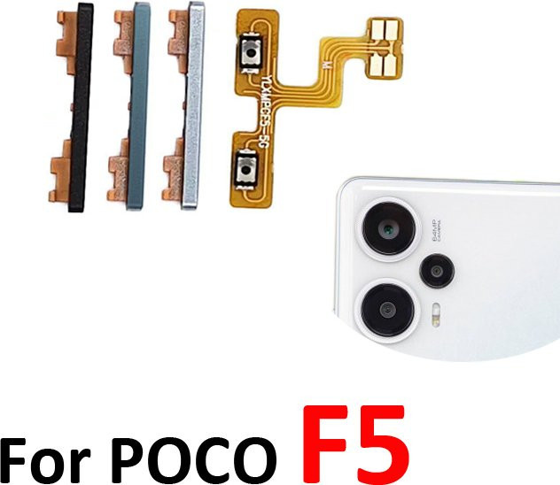 Xiaomi Pocophone Poco F5 Internes Flexkabel für Lautstärketasten und Seitentaste in Schwarz, Blau oder Silber - Bild 1
