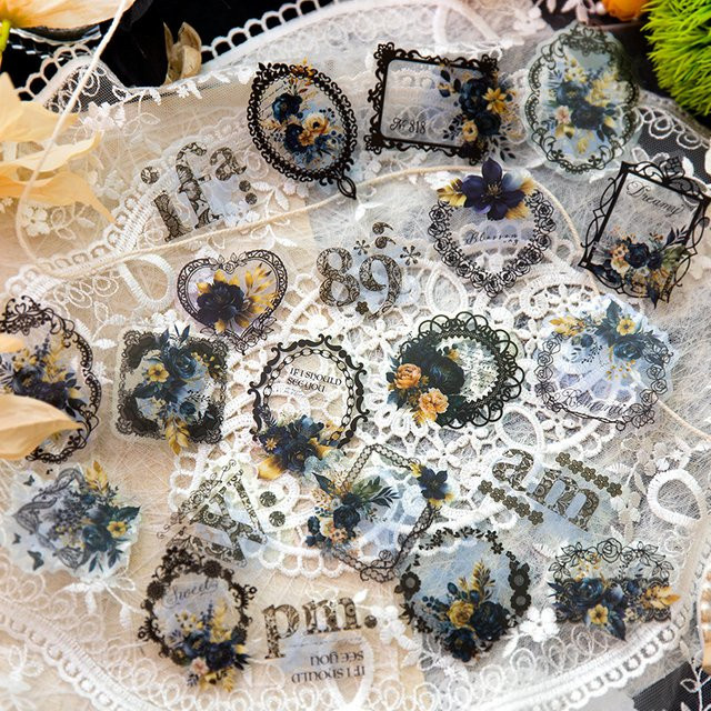 40 Stück Vintage Spitze Aufkleber in Lila und Mehrfarbig für deine Collage und Dekoration, B: 11,8 cm, H: 8,8 cm - Bild 1