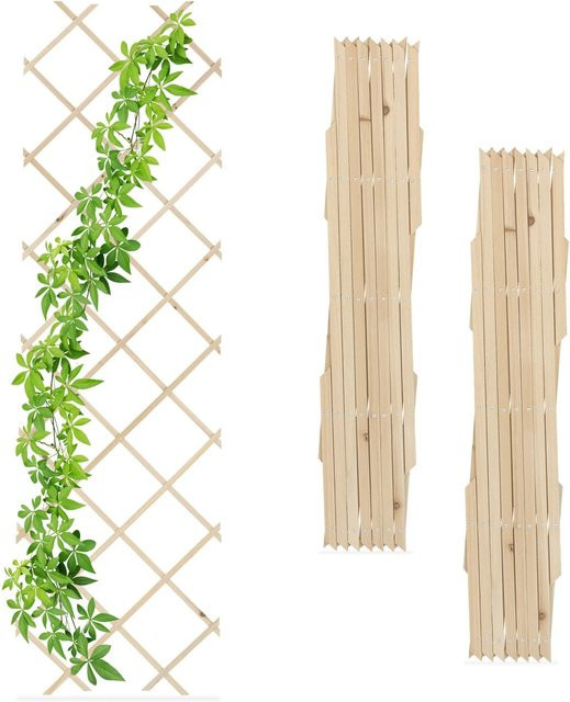 Relaxdays Rankgitter 3er Set aus Tannenholz in Natur, ausziehbar, Höhe: 180 cm, Breite: 60 cm, Tiefe: 1 cm - Bild 1
