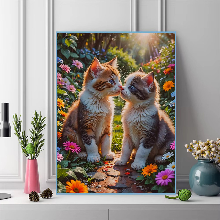Evershine Diamant-Stickerei Katze als Wandkunst mit Strasssteinen, Multicolour, B/H: 30 x 30 cm - Bild 3