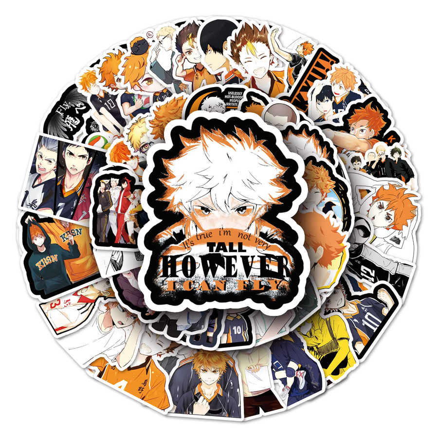 52-teiliges Haikyuu!! Anime Sticker Set von Bandai, wasserfeste Graffiti Cartoon Aufkleber in Multicolour für DIY Deko - Bild 2