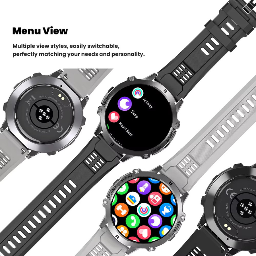 CRTORRS Herren Militär T REX 3 Smartwatch in Schwarz mit 1,73 Zoll AMOLED Display, Kompass, Bluetooth-Anruffunktion und 1ATM Wasserdichtigkeit für iOS und Android - Bild 6