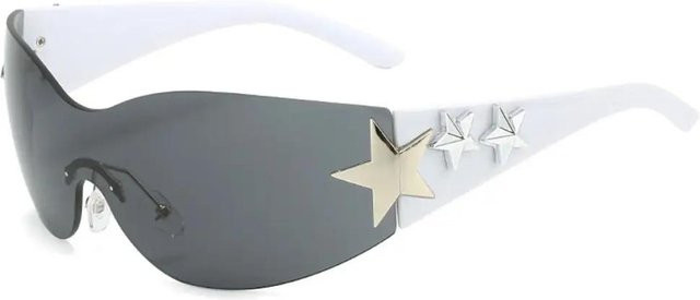 Sternwrap-Around-Sonnenbrille, randlos, Unisex, grau, Plastic - Bild 1