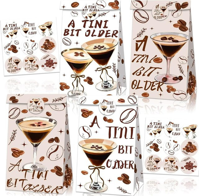 LaVenty 12-teiliges Espresso-Martini Partygeschenkset aus Papier für Geburtstage und Erwachsene - Bild 1