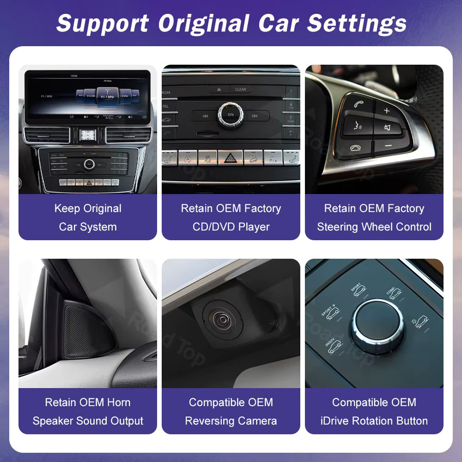 Road Top 12,3 Zoll Linux Touchscreen Multimedia Autoradio mit Android Auto und Wireless CarPlay für Mercedes Benz GLE GLS 2016-2018 in Schwarz - Bild 5