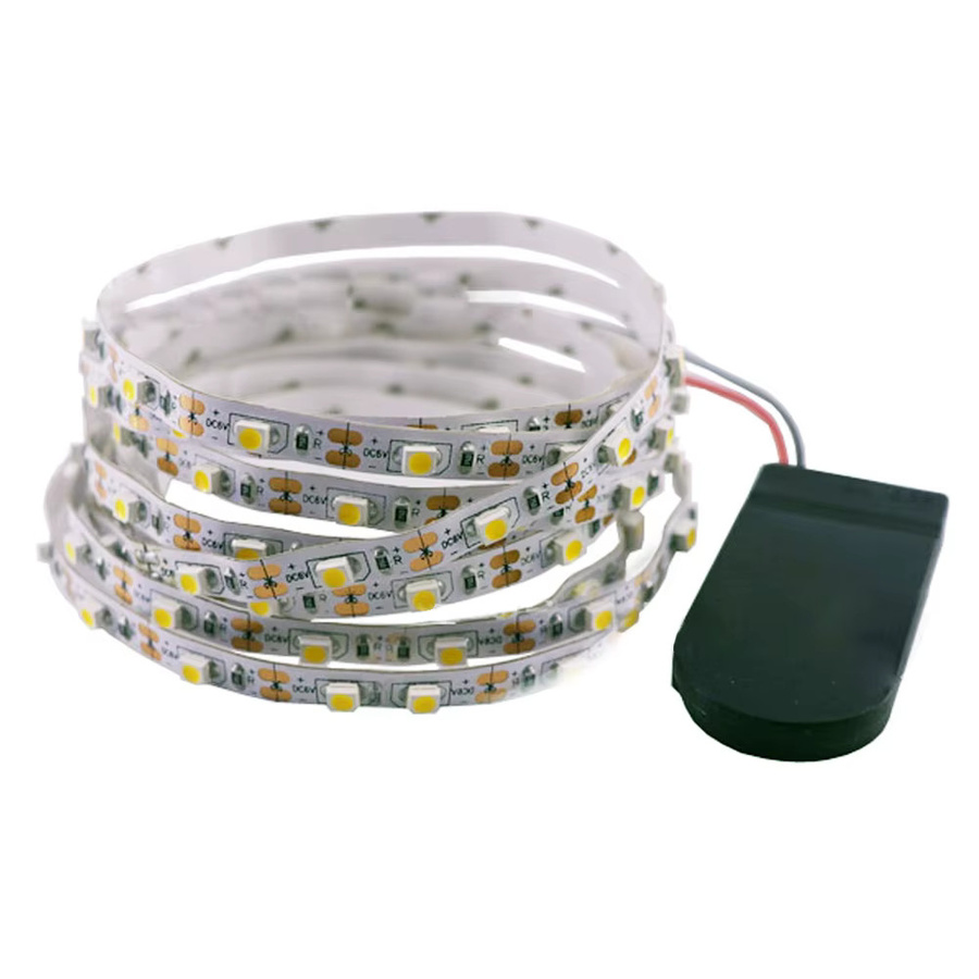 RGBCW LED-Streifen 2835 SMD mit Warmweiß, Wasserdichtes flexibles LED-Band mit Knopfbatterie 3V DC, 60 LED/m, Breite: 8 mm - Bild 2