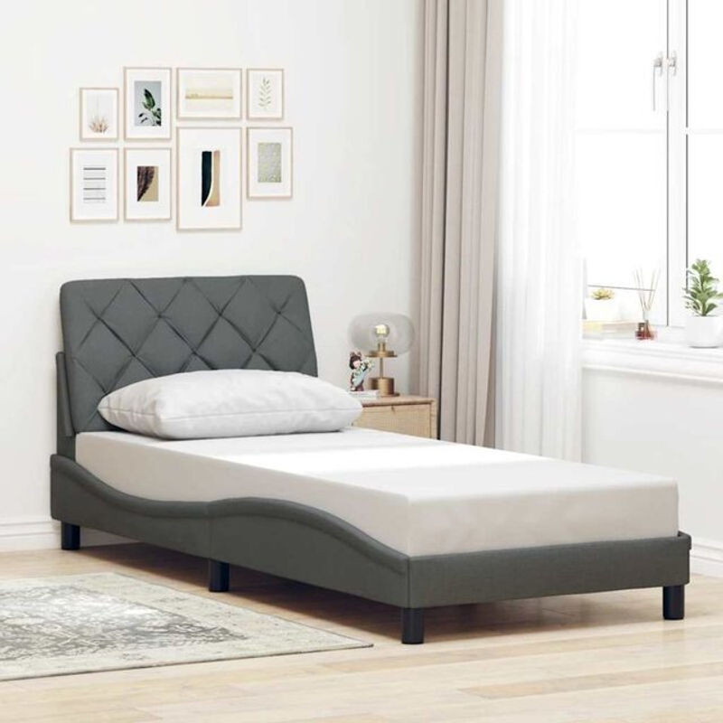 Modernes Polsterbett vidaxl aus Stoff in Anthrazit Grau B/T/H: 90 x 190 cm - Bild 1
