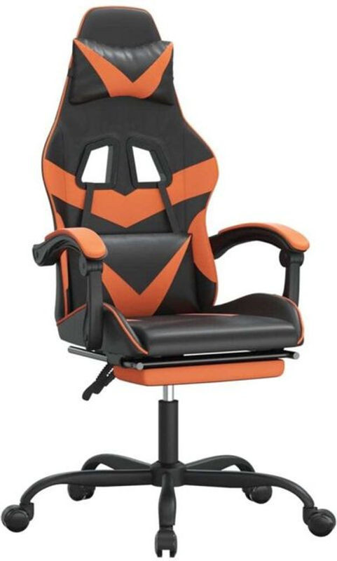 vidaxl Gamingstuhl mit Fußstütze aus Kunstleder in Schwarz und Orange - Bild 1