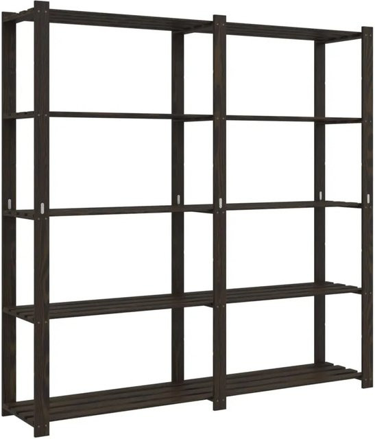 vidaXL Lagerregal aus Massivholz Kiefer mit 5 Böden, Schwarz, B/T/H: 170 x 38 x 170 cm - Bild 1