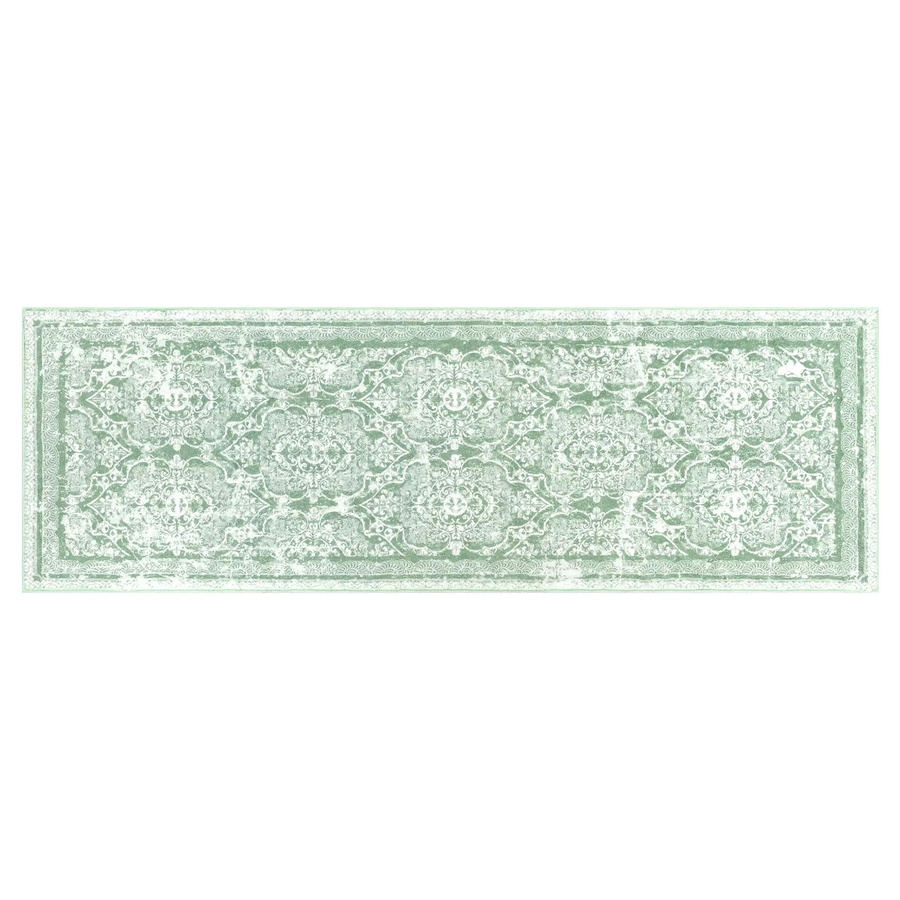 VIKAMA Vintage Korridor Läufer Teppich in Grün, Rutschfeste Bodenmatte für Küche, Flur und Schlafzimmer, B/T: 120 x 40 cm - Bild 3