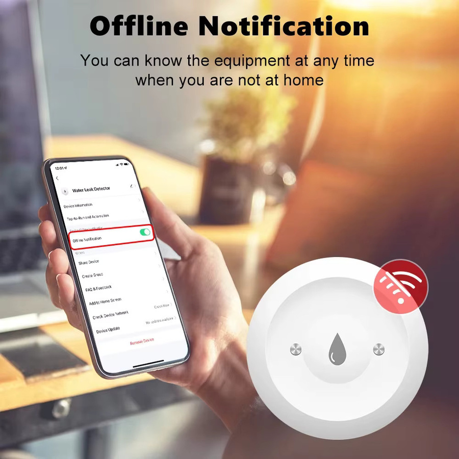 Tuya Smart Zigbee Wasser Sensor in Weiß für App-Fernüberwachung und Leckage-Alarm im Smart Home - Bild 5