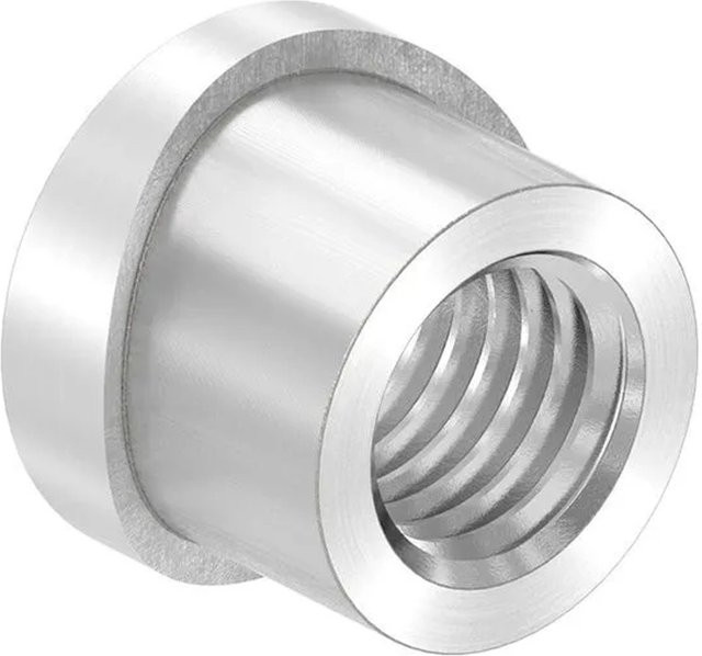 FeNau Gewindehülse aus Edelstahl V2A für Rohr Ø 42,4 mm mit M12 Gewinde, Farbe Silber, matt geschliffen Korn 240, B/T/H: 180 x 180 x 140 mm - Bild 1