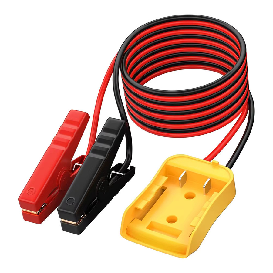 Power-Wheel Batterieadapter Starthilfekabel-Klemmen für Dewalt und Milwaukee 20V Akkus, Länge: 1 m - Bild 1