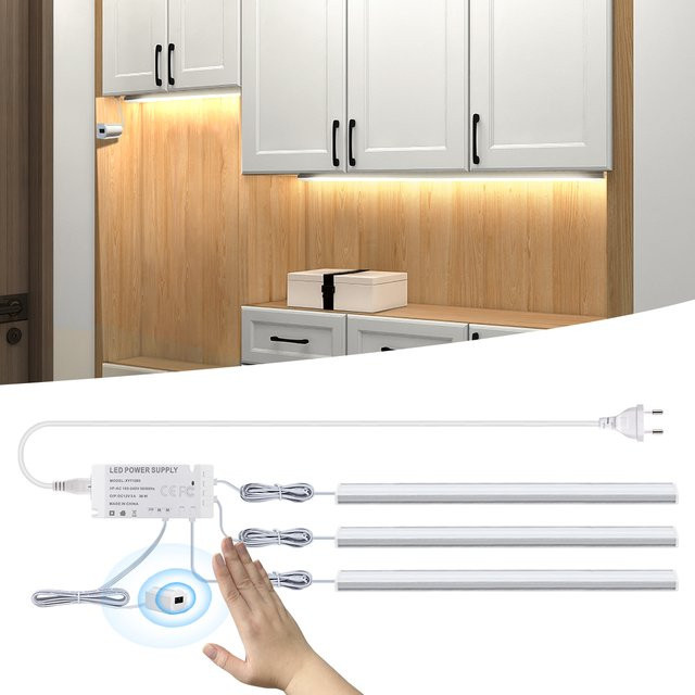 Rybakov LED Schrankbeleuchtung mit Hand-Wisch-Sensor, COB LED Streifen in Weiß für Küche und Bar - Bild 1
