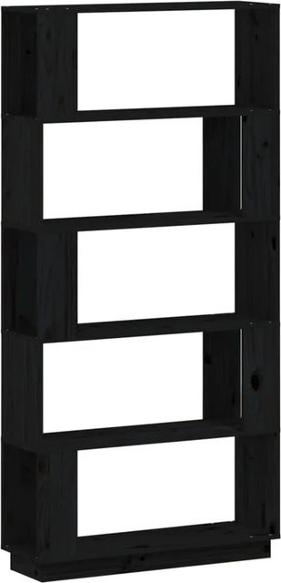 vidaXL Bücherregal und Raumteiler aus Massivholz Kiefer in Schwarz, B/T/H: 80 x 25 x 163,5 cm - Bild 1