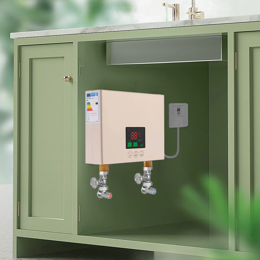 Bymaocar Elektrischer Durchlauferhitzer 3000 W mit Fernbedienungshalter, Wandmontage, Gold, B/T/H: 21 x 15 x 5,5 cm - Bild 3
