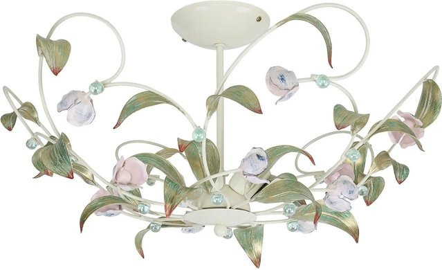 Licht-Erlebnisse Deckenlampe aus Metall und Glas im Art Nouveau Design, E14, Breite: 64 cm, Farben: Weiß, Rosa, Grün - Bild 1