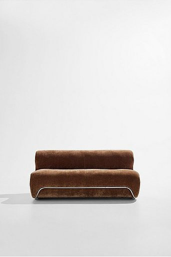 Archie 2-Sitzer Sofa in Braun aus Samt mit Holz- und Metallgestell - Bild 1