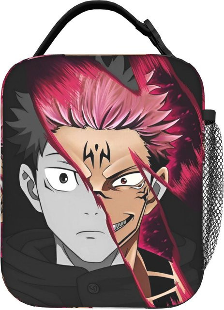 Fancy Style Studio Ryoumen Sukuna Isolierte Lunchtasche in Schwarz mit Jujutsu Kaisen Anime Design - Bild 1