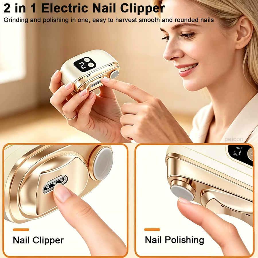 PEICON Elektrischer Nagelknipser, Beige, Metallic - Bild 2