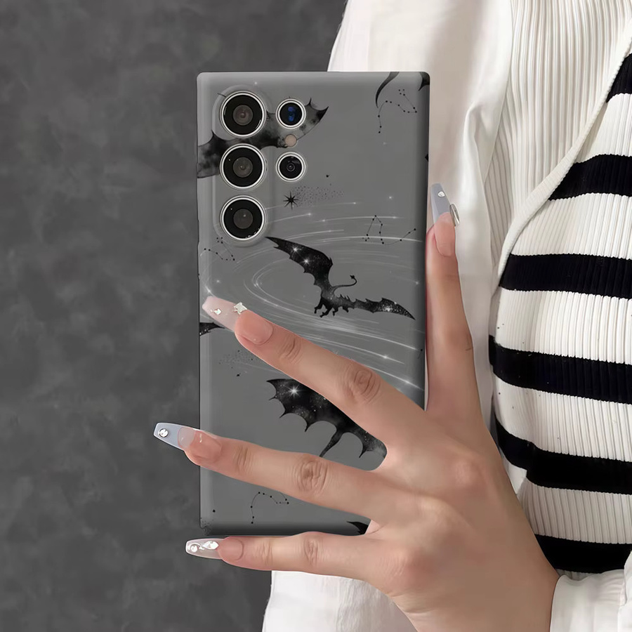 Aurbe Handyhülle für Samsung Galaxy S26 S25 S24 S23 Ultra Plus mit Mystischer Sternen-Drachen Optik in Grau aus Hartplastik - Bild 5