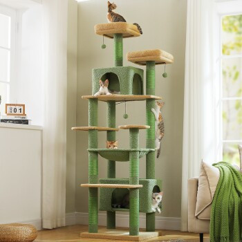Pawz Road XXL Kratzbaum Beige mit Höhle, Hängematte und Sisal-Elementen, Höhe: 205 cm - Bild 2