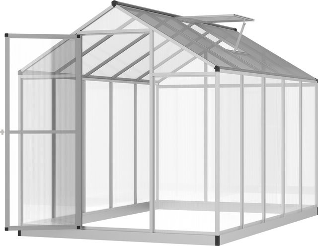 Outsunny Gewächshaus aus Aluminium und Polycarbonat mit Fundament und Lüftungsfenster B: 300 cm, T: 200 cm, H: 195 cm - Bild 1