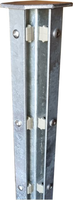FA-Bausysteme Eckzaunpfosten Abdeckschiene für Doppelstabmattenzaun aus feuerverzinktem Stahl, Farbe: Silber, Höhe: 83 cm - Bild 1