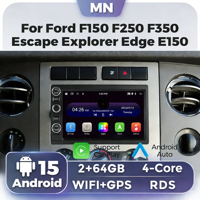 NAVIFANS Android 15 Autoradio mit Knopf-Bedienung und GPS für Ford F150 F250 F350 Mercury Explorer Mustang Expedition Escape, Schwarz - Bild 1