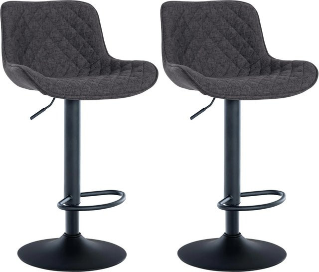 DELUKE 2er Set Barhocker POVAN in Schwarz, moderne gepolsterte Barstühle mit Rückenlehne und 360 Grad Drehsitz, B/T/H: 48 x 54 x 81 cm - Bild 1
