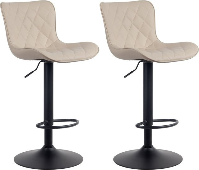 CLP 2er Set Barhocker Emma höhenverstellbare Barstühle mit Rückenlehne und 360 Grad Drehsitz in Beige - Bild 1