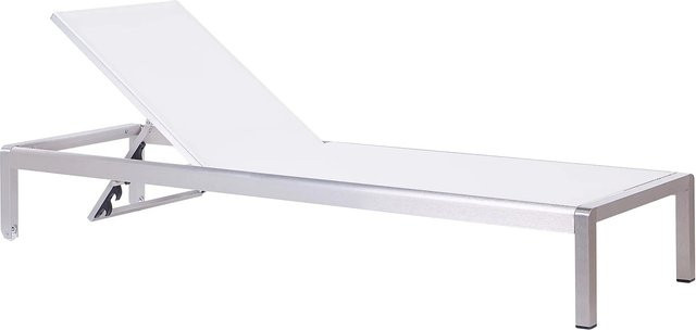 Beliani Gartenliege modern in Weiss und Silber mit verstellbarer Kopfstütze und Aluminiumgestell, B/T/H: 198 x 64 x 93 cm - Bild 1