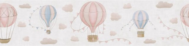 A.S. Création Vlies-Bordüre Ballons in Beige, Rosa und Blau für das Kinderzimmer, B: 5 m, H: 0,13 m - Bild 1
