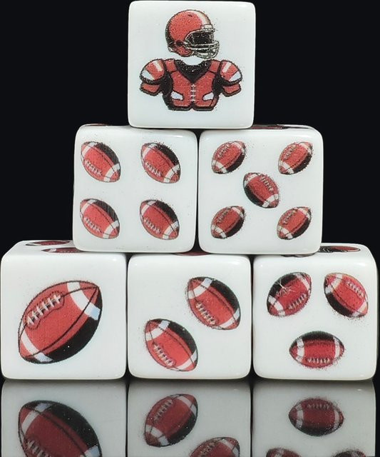 12-teiliges Set 16mm D6 Würfel, Fußballhelm & Ball Aufdruck, 6-seitig - Bild 1