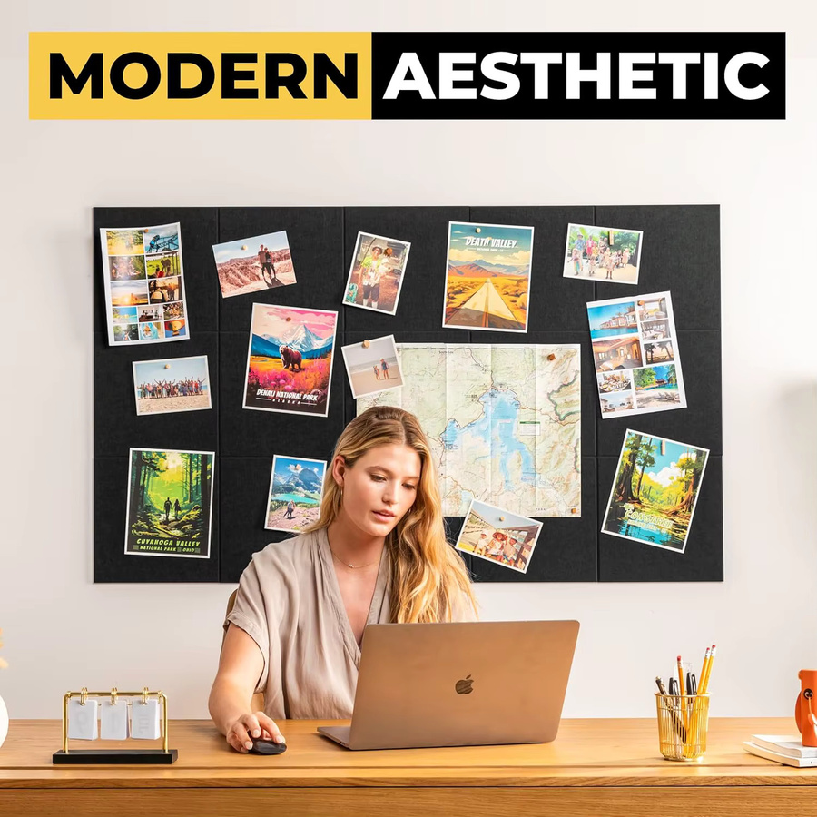 AlternativeTiles Selbstklebende Korktafel und Filztafel als Pinnwand für Büro und Schule in Braun oder Schwarz - Bild 2