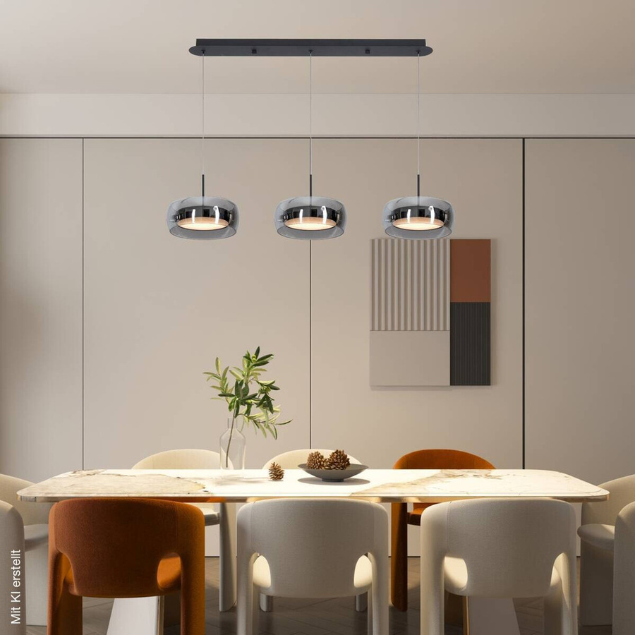 POCOline LED-Pendelleuchte Ole in Schwarz aus Metall und Glas, B/H/T: 20 x 80 x 80 cm - Bild 3