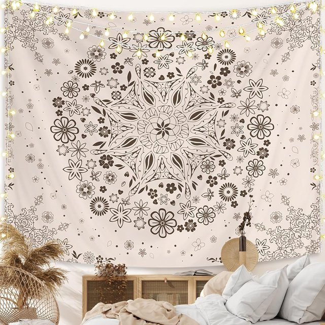 Vintage Boho Floral Wandteppich von JMG Household Supplies in Beige, B: 320 cm, H: 180 cm - Bild 1