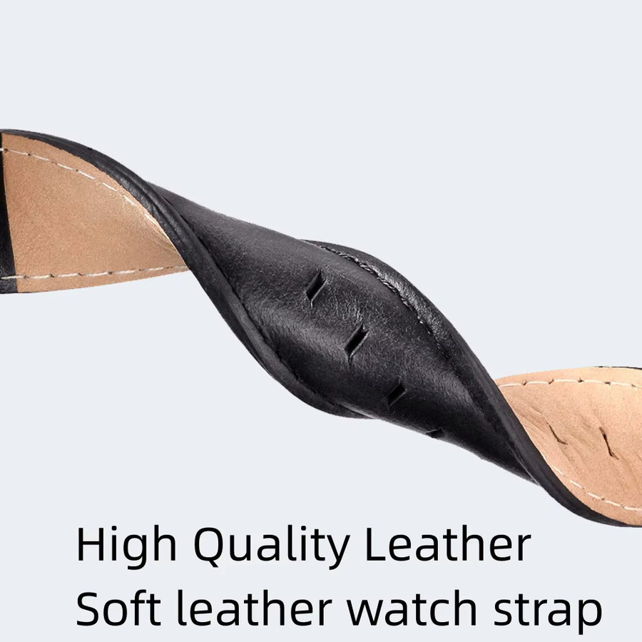 Aotelayer Uhrenarmband Leder, Edelstahl-Dornschließe, Unisex - Bild 2
