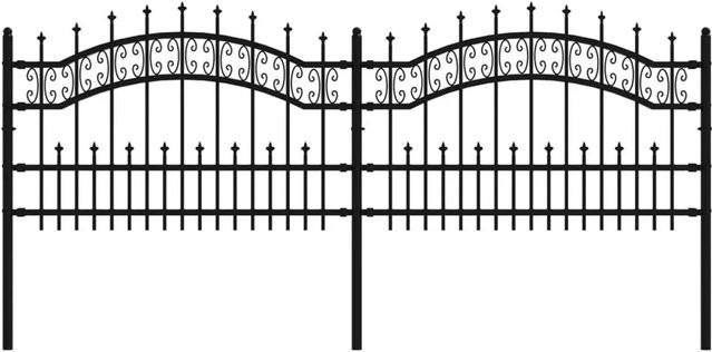 vidaXL Gartenzaun mit Speerspitze aus pulverbeschichtetem Stahl in Schwarz, H: 75 cm, B: 110 cm - Bild 1