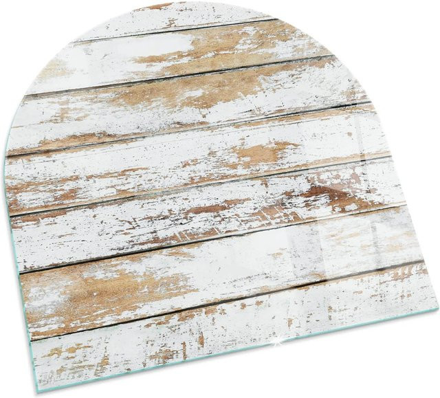 Tulup Glasplatte für Kamin und Öfen in Weiß, Halbkreis, B: 100 cm x T: 100 cm - Bild 1